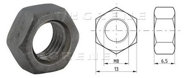 Kramp - 9348B - Hexagon Nut DIN934 M8x1.25 Steel Class 8 Kramp