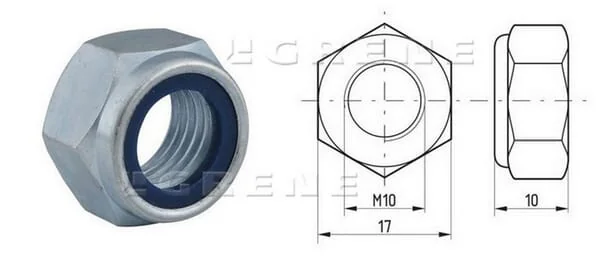 Kramp - 98510 - Hexagon Nut DIN985 M10x1.50 Steel Zinc-Plated Kramp