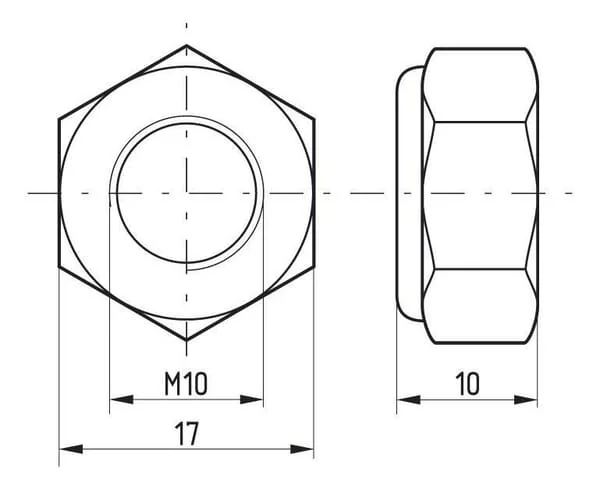Kramp - 98510 - Hexagon Nut DIN985 M10x1.50 Steel Zinc-Plated Kramp