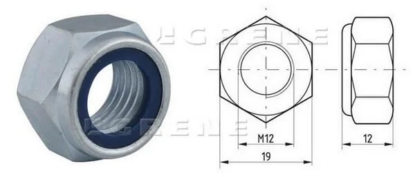Kramp - 98512 - Hexagon Nut DIN985 M12x1.75 Steel Zinc-Plated Kramp