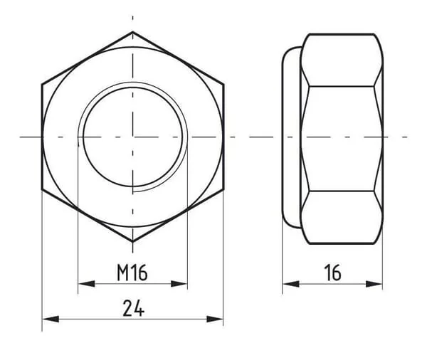 Kramp - 9851615 - Hex Lock Nut DIN985 M16x1.50 Steel Zinc-Plated Grade 8
