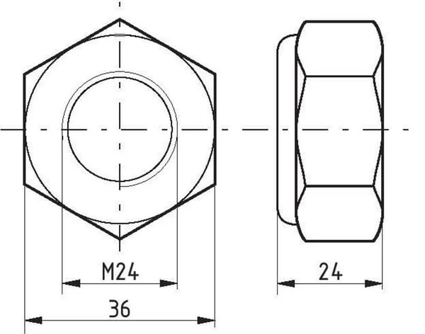 Kramp - 985242 - Hex Lock Nut DIN985 M24x2.00 Steel Zinc-Plated Grade 8