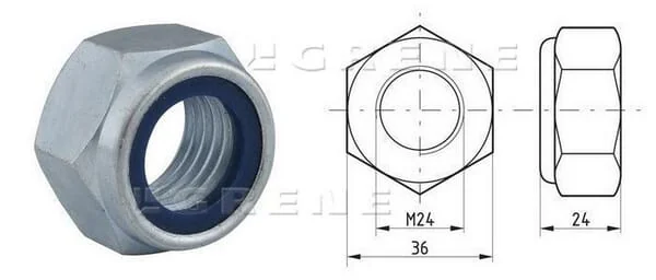 Kramp - 98524 - Hex Lock Nut DIN985 M24x3.00 Steel Zinc Plated Grade 8