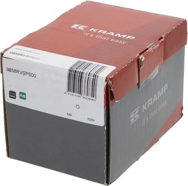 Kramp - 9858RVSP500 - Hex Lock Nut DIN985 M8x1.25 Stainless Steel A2