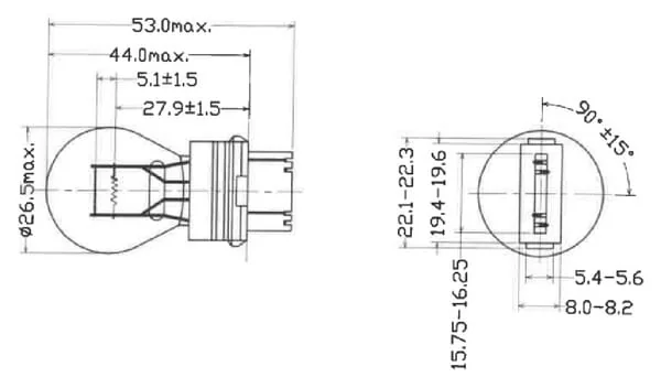 Kramp - B03157 - Bulb 12V 32/3CP S25Q P27/7W