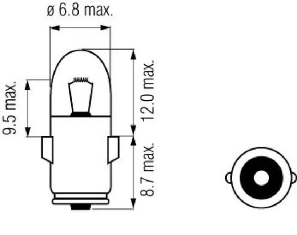 Kramp - B1214 - Light Bulb T8/4 12V 2W Ba7s Kramp