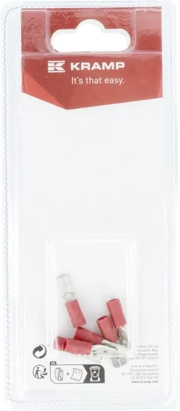 Kramp Blister - KRLA9140P06B - Terminal Blade Male, Red 6.3x0.8mm - 0.5-1.0mm²