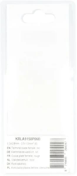 Kramp Blister - KRLA9150P06B - Terminal Blade Female, Red 6.3x0.8mm - 0.5-1.0mm²