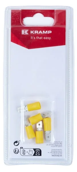 Kramp Blister - KRLA9320P05B - Terminal Blade Male, Yellow 6.3x0.8mm - 4.0-6.0mm²