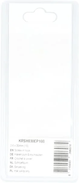 Kramp Blister - KRSH030EP10B - Screw-In Hook 2.6 X 30mm (10)