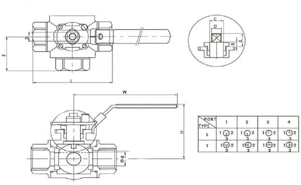 Kramp - BV3T1FSS - 3-Way Ball Valve T 1" Stainless Steel