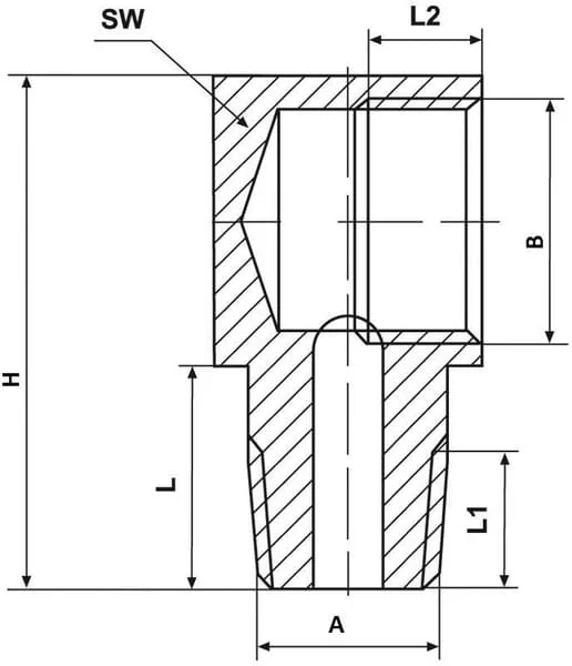 Kramp - CLEW90MK8M8 - Elbow, Female/Female Recess 90°