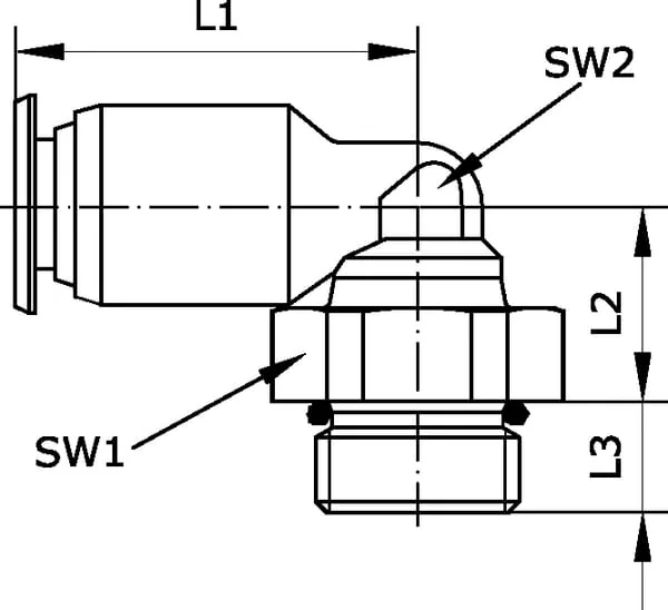 Kramp - ECSS614NSF - Kramp L Push-In Coupling 6x1/4"