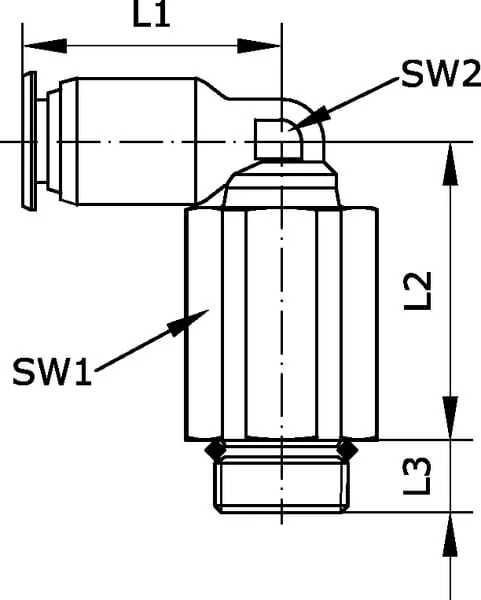 Kramp - ECSSL414B - Elbow Push-in Fitting 4x1/4"