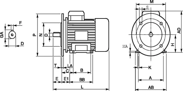 Kramp - EM71B2B3B5300IE2A - Electric Motor 0.55 KW