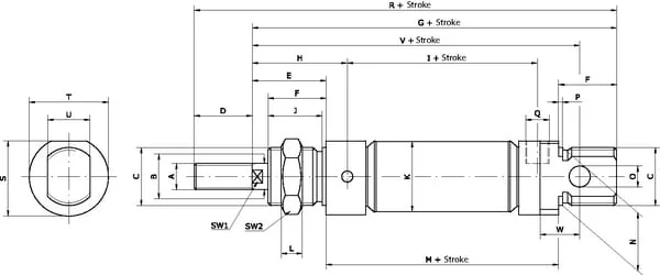 Kramp - ENR1650M - Round Cylinder Single Acting