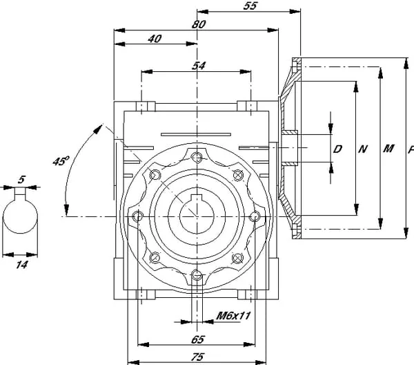 Kramp - GMR0302556B14 - Worm Gear Reducer I = 25