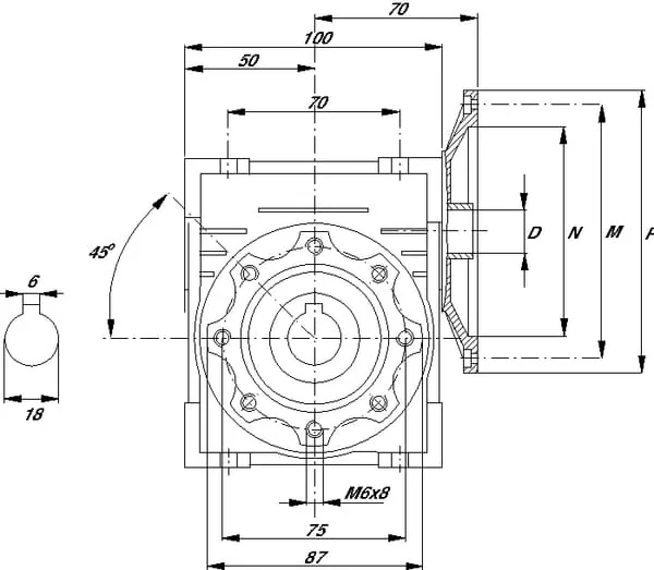 Kramp - GMR0402071B14 - Worm Gear Reducer I = 20