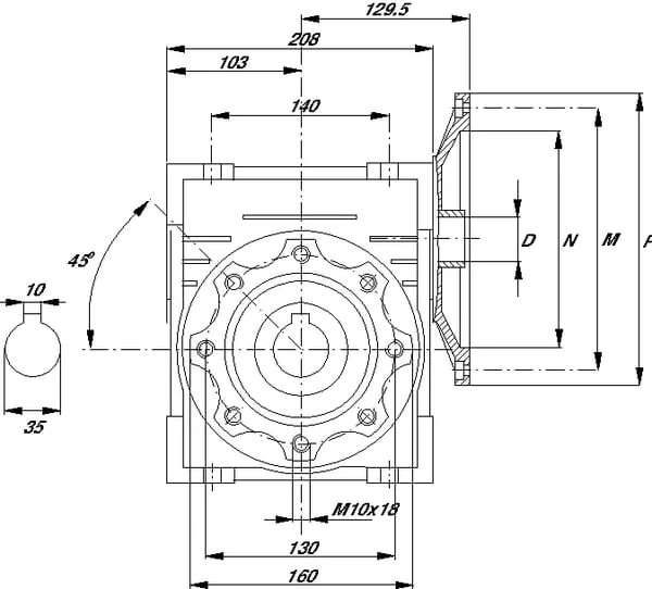 Kramp - GMR0904090B14 - Worm Gear Reducer I = 40