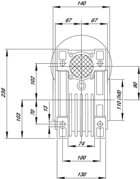 Kramp - GMR0908080B14 - Worm Gear Reducer I = 80