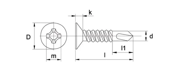 Kramp - GPSB3545P1000 - Plasterboard Screw 3.5x45mm PH2 Countersunk, DIN 18182 Kramp