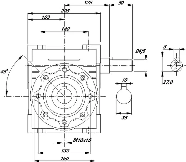 Kramp - GR09080 - Worm Gear Reducer i = 80
