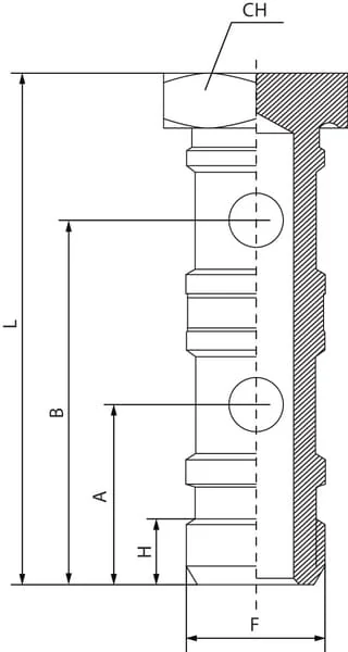 Kramp - HBDRO38 - Hollow Bolt Double + O-Ring