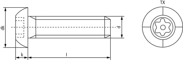 Kramp - ISO7380TP840RVSB - Socket Head Cap Screw with Ball Head M8x40 Torx Pin Stainless Steel-A2