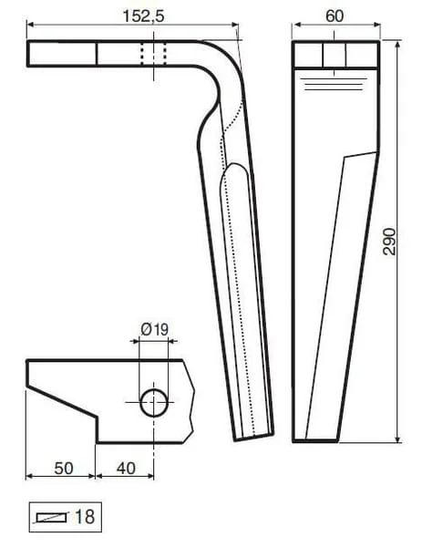 Kramp - KE0115C2 - Kreiselegge-Zinke 2x Hartmetallplatte Links Fuer Amazone