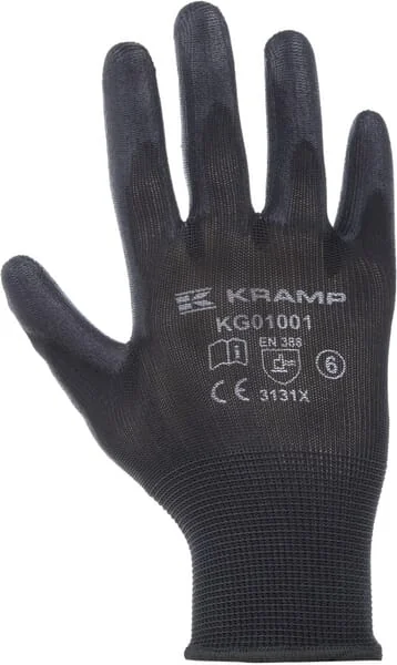 Kramp - KG0100110P012 - Work Gloves Size 10/XL, Black, 12 Pieces, Nylon/Polyester Protect By Kramp