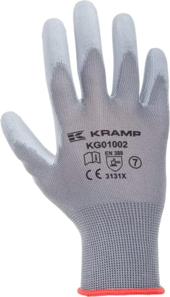 Kramp - KG0100207 - Work Gloves 1.001 7/S, 3 Pairs, Grey, Protect by Kramp