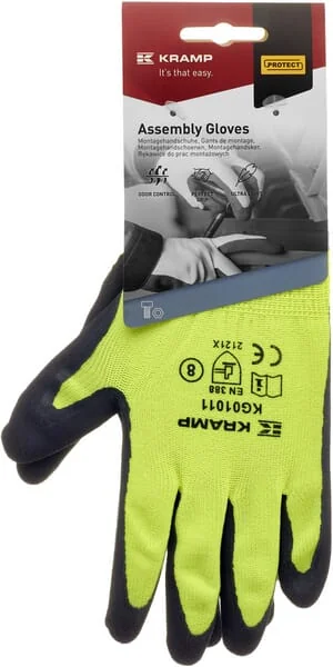 Kramp - KG0101108 - Work Gloves of Yellow Polyester, 24cm Long, Size 8/M Protect by Kramp