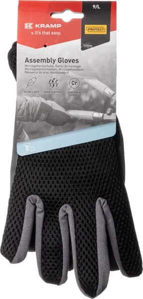 Kramp - KG0101610 - Work Gloves Black-Grey Microfiber/Polyester Size 10/XL Protect By Kramp