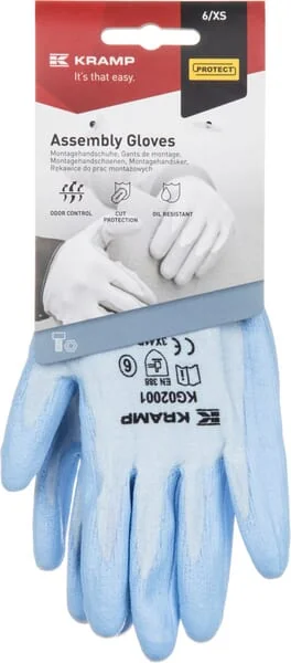 Kramp - KG0200111 - Work Gloves Blue Polycor 27 cm Long Size 11/2XL Protect By Kramp