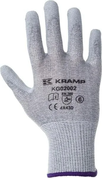 Kramp - KG0200207 - Work Gloves Grey Polycor 22.5 cm Long Size 7/S Protect By Kramp