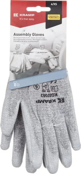 Kramp - KG0200209 - Work Gloves Grey Polycor 24.5 cm Long Size 9/L Protect By Kramp