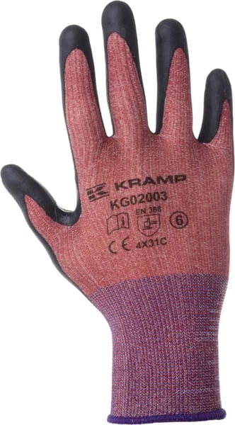 Kramp - KG0200310 - Work Gloves Red Polycor 25.5 cm Long Size 10/XL Protect By Kramp