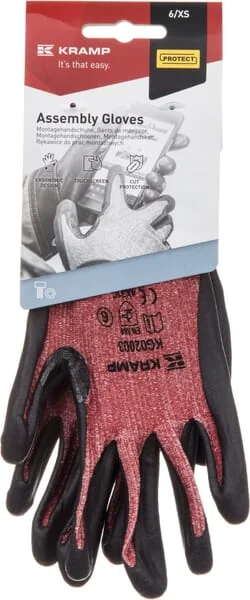 Kramp - KG0200310 - Work Gloves Red Polycor 25.5 cm Long Size 10/XL Protect By Kramp