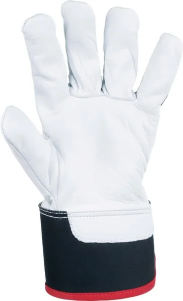 Kramp - KG0300408 - Work Gloves Black-White Leather/Cotton Twill Size 8/M Protect By Kramp