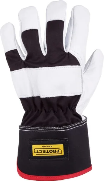 Kramp - KG0300410 - Work Gloves Black-White Leather/Cotton Twill Size 10/XL Protect By Kramp