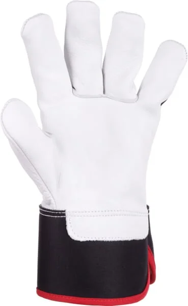 Kramp - KG0300512 - Work Gloves Black-White Leather/Cotton Size 12/3XL Protect By Kramp
