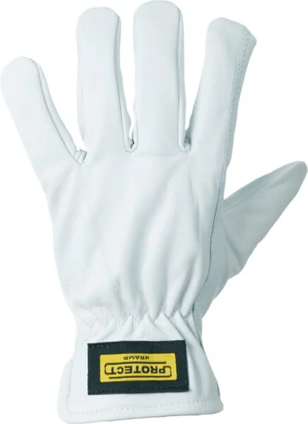 Kramp - KG0300711 - Work Gloves White Leather Size 11/2XL Protect by Kramp