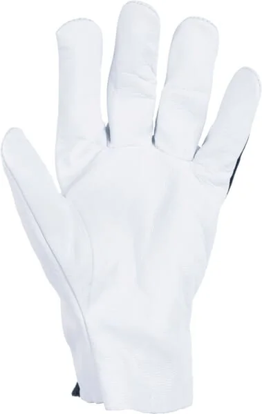 Kramp - KG0300912 - Work Gloves Made of Black and White Leather/Cotton Size 12/3XL Protect by Kramp