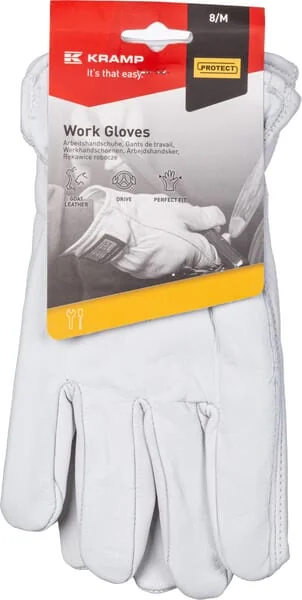 Kramp - KG0301007 - Work Gloves Made of Black and White Leather/Spandex Size 7/S Protect by Kramp