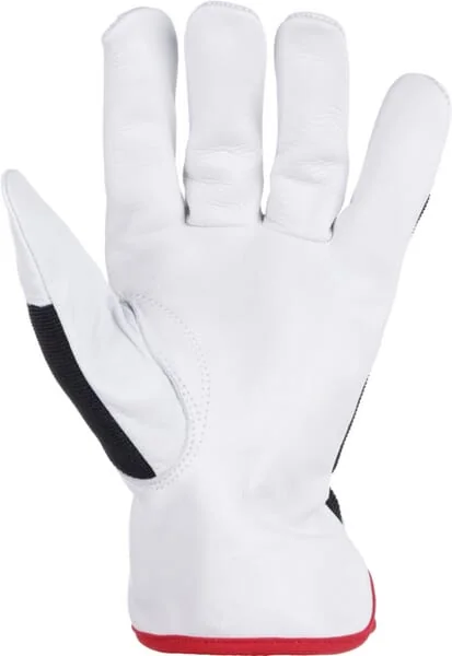Kramp - KG0301007 - Work Gloves Made of Black and White Leather/Spandex Size 7/S Protect by Kramp
