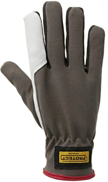 Kramp - KG0301108 - Arbeitsschutzhandschuhe aus Grau-Weiss Leder/Spandex/Polyester Groesse M