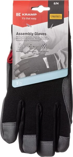 Kramp-kg0400208 - Work gloves black-grey microfibers/Spandex size 8/M Protect by Kramp