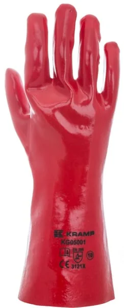Kramp - KG0500110 - Red PVC Coated Work Gloves, 35 CM Long, Size 10/XL Protect by Kramp
