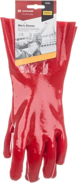Kramp - KG0500110 - Red PVC Coated Work Gloves, 35 CM Long, Size 10/XL Protect by Kramp