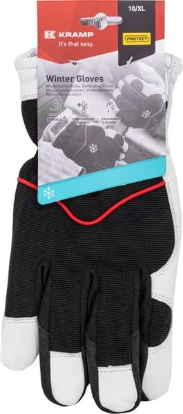 Kramp - KG0600408 - Work Gloves Made of Black and White Leather/Spandex Size 8/M Protect by Kramp